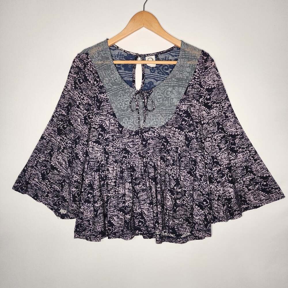 Anthropologie Akemi & Kin Purple Floral Boho Top Size XS